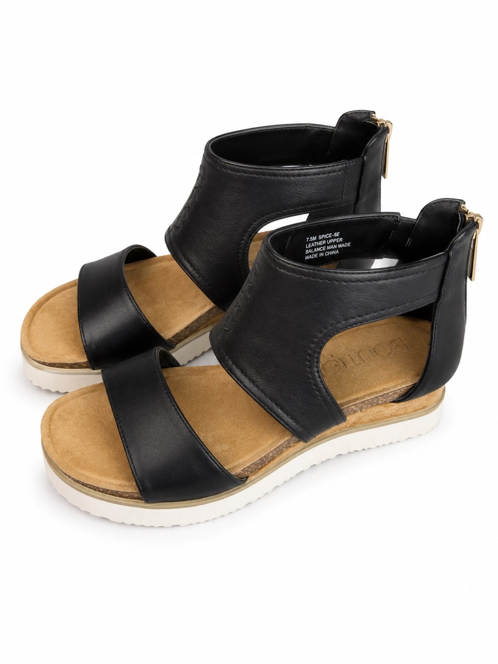 Boutique by Corkys Black Leather Platform Wedge Sandals Like New
